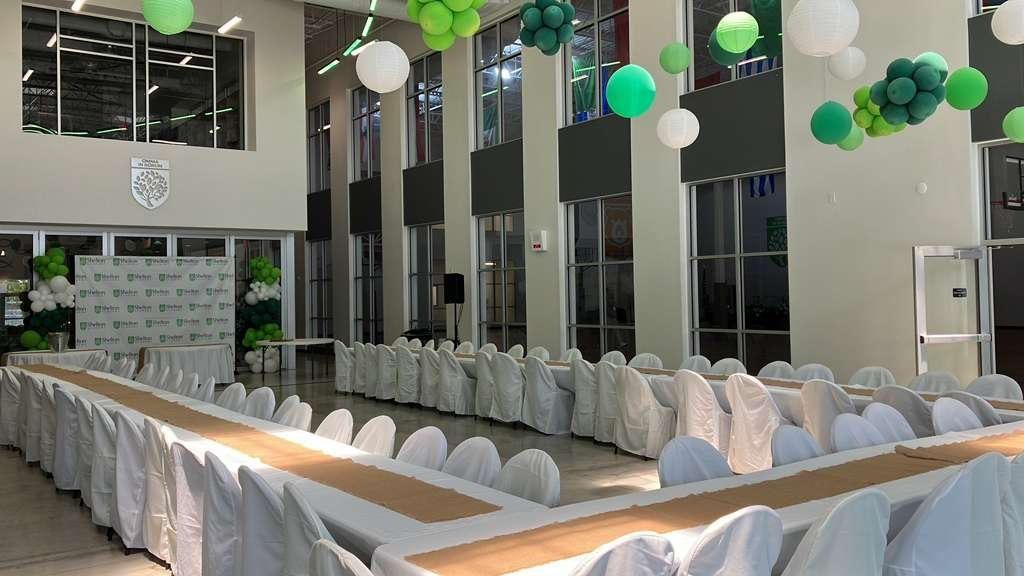 The piazza set for an event